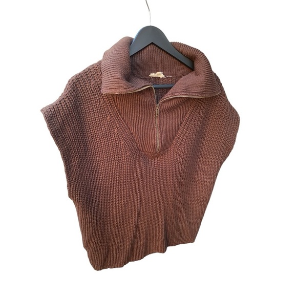 Mystree Brown Casual Sleeveless Zip Pullover Sweater I Size:L - Picture 2 of 8
